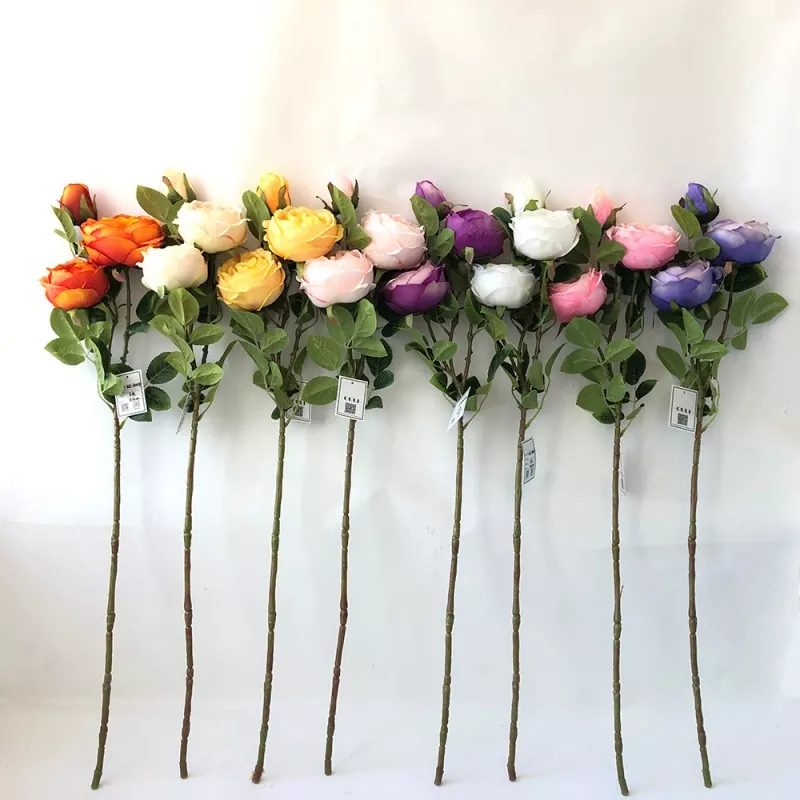 3 kepala kembang peony sutra