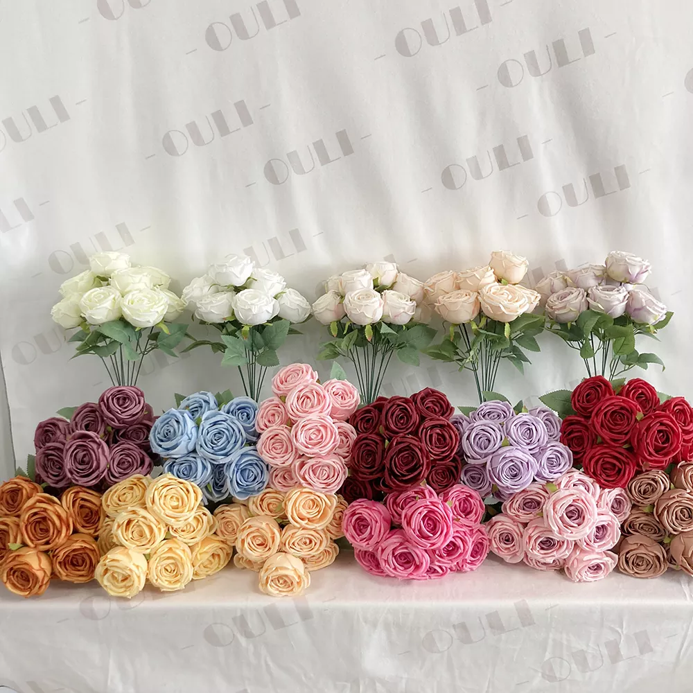 9 Kepala Bouquet Rose buatan