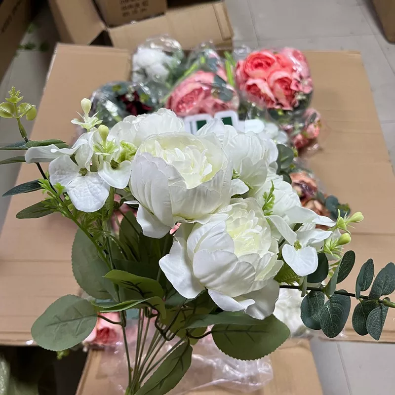 multi-color faux peony bouquet