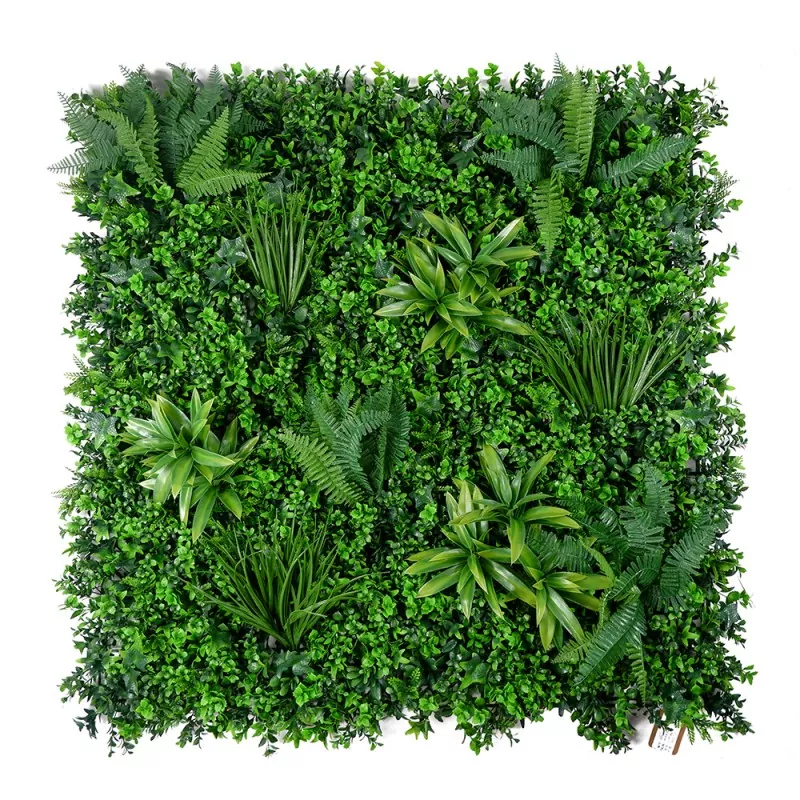 faux grass wall panel with lush green foliage